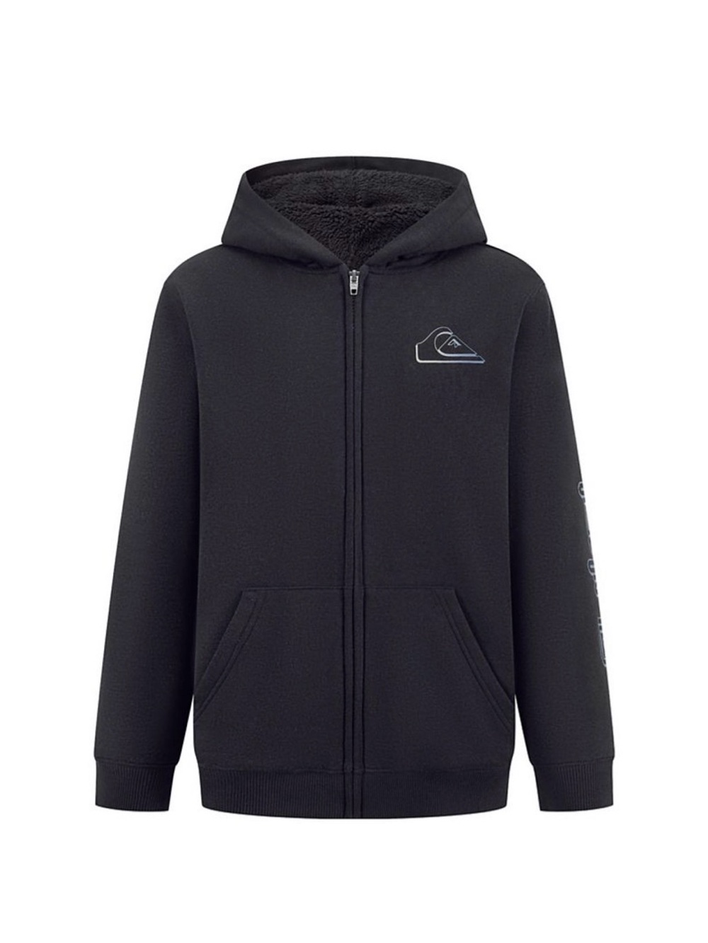 Quicksilver Boys Full Zip Sherpa Lined Hoodie- Black - Large (14/16) Reg $60